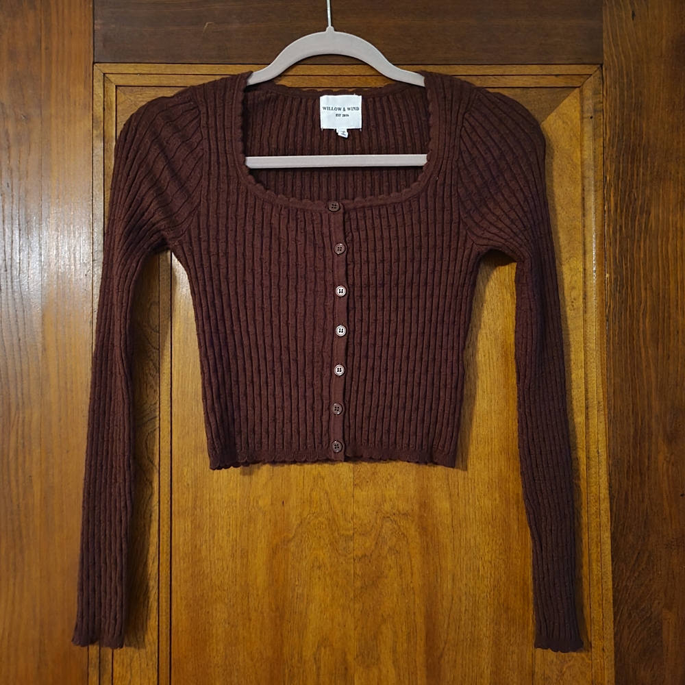 XS Brown Ribbed Top